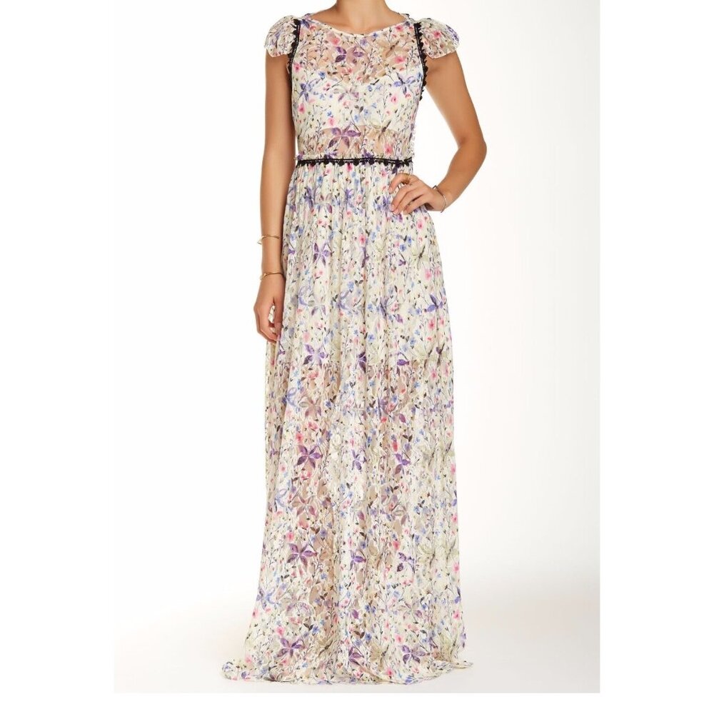 $380 FREE PEOPLE CHERRY BLOSSOM MAXI GOWN LACE FLORAL SPRING GARDEN IVORY 0